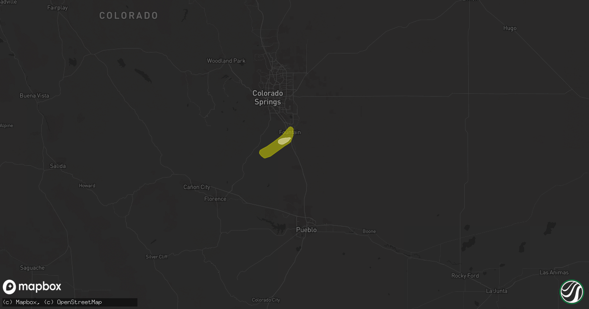 Hail map in Fountain, CO on May 25, 2023