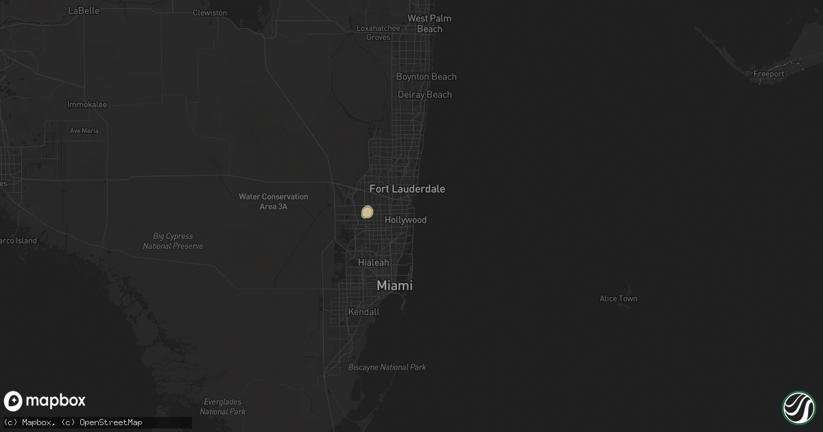 Hail map in Hollywood, FL on May 25, 2023
