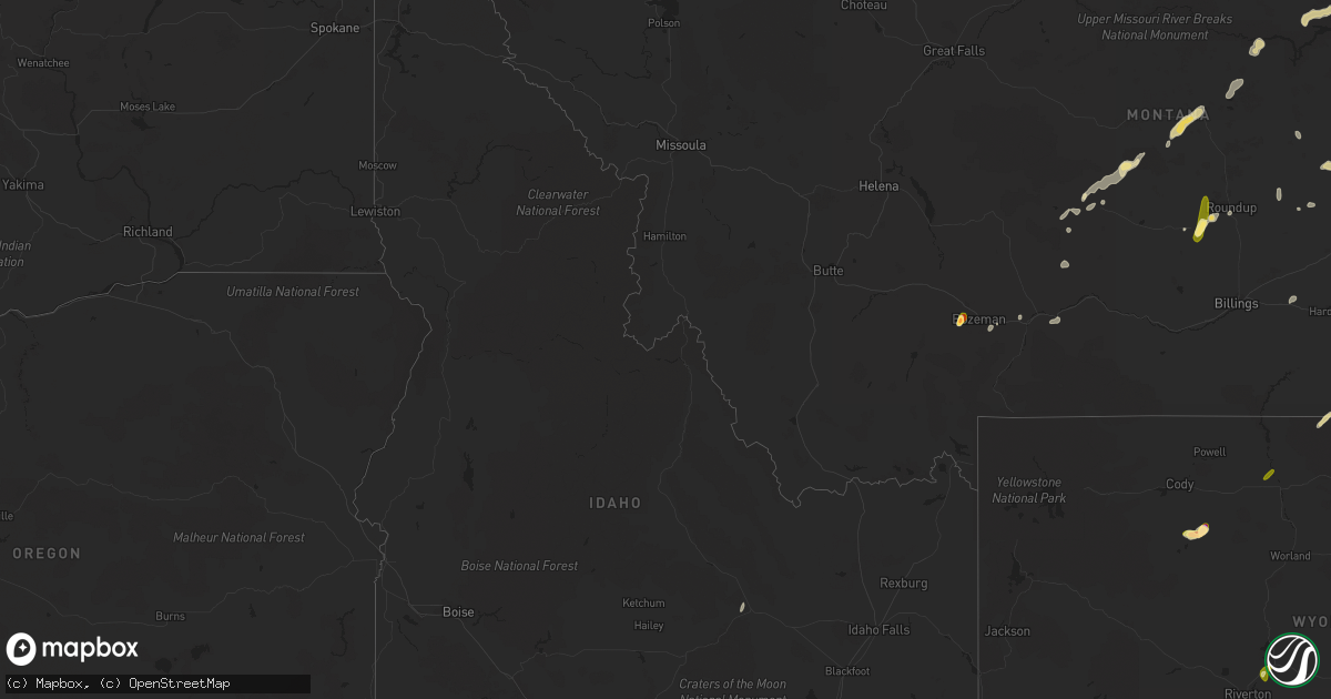 Hail map in Idaho on May 25, 2023