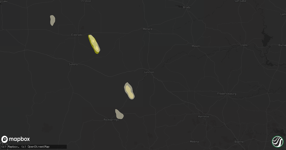 Hail map in Junction, TX on May 25, 2023