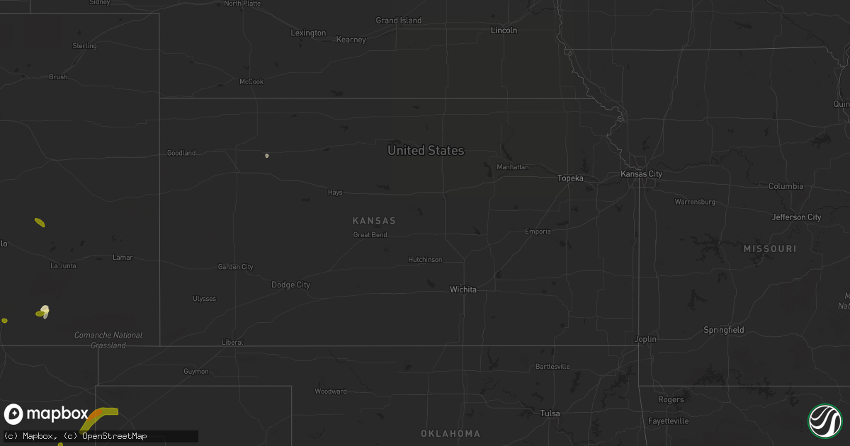 Hail map in Kansas on May 25, 2023
