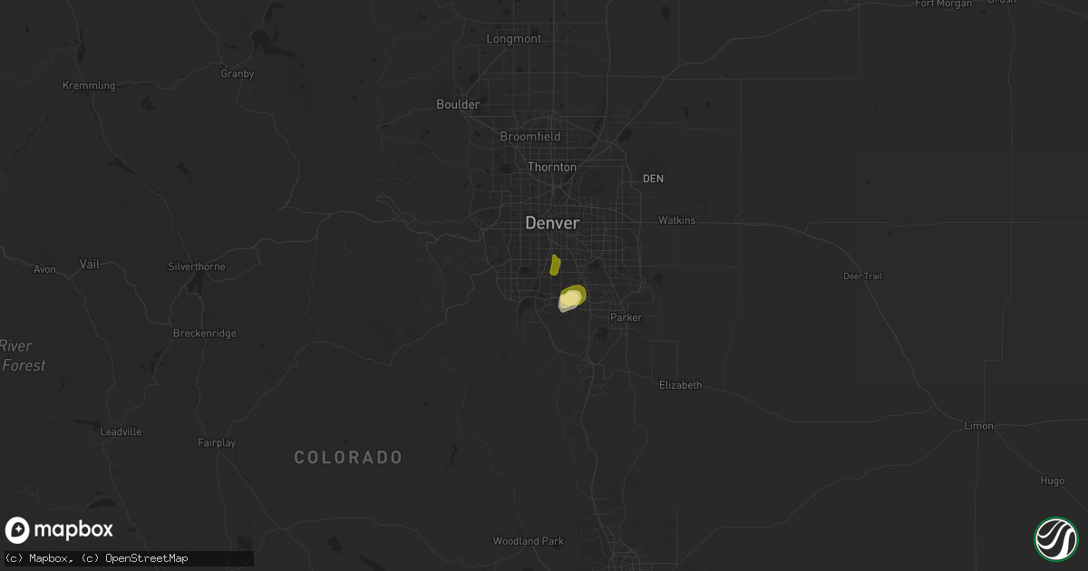 Hail map in Littleton, CO on May 25, 2023