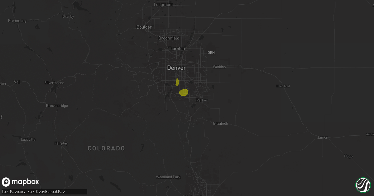 Hail map in Lone Tree, CO on May 25, 2023