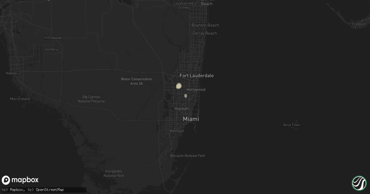 Hail map in Miami Gardens, FL on May 25, 2023
