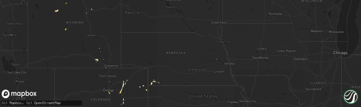 Hail map in Nebraska on May 25, 2023