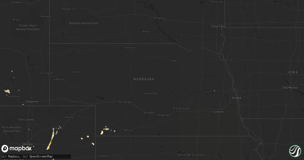 Hail map in Nebraska on May 25, 2023