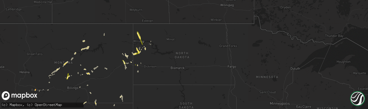 Hail map in North Dakota on May 25, 2023