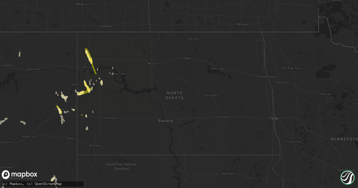 Hail map in North Dakota on May 25, 2023