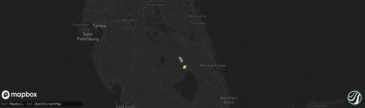 Hail map in Okeechobee, FL on May 25, 2023