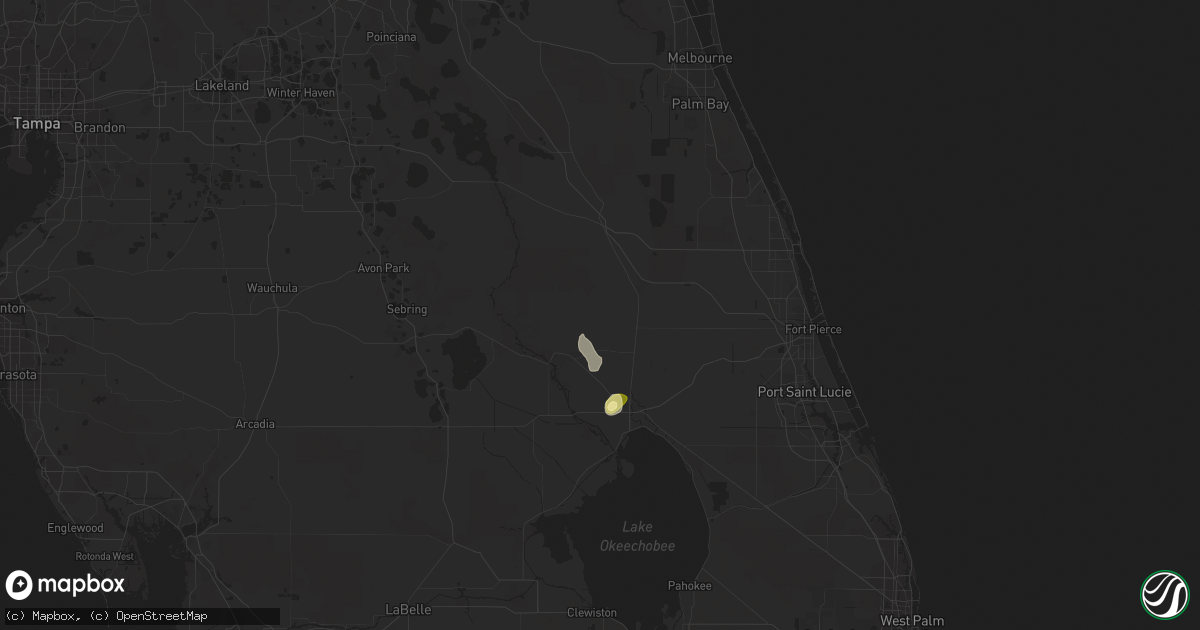 Hail map in Okeechobee, FL on May 25, 2023