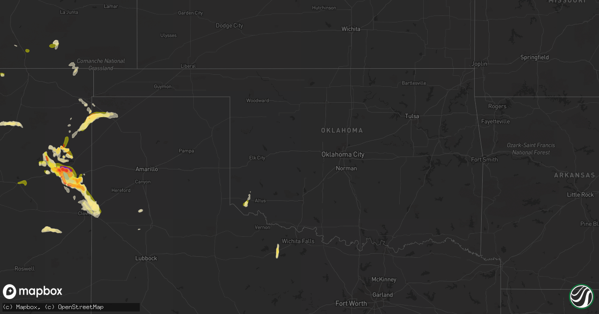 Hail map in Oklahoma on May 25, 2023