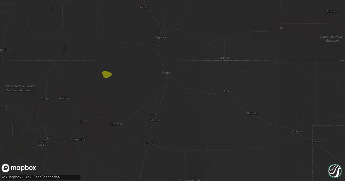 Hail map in Raton, NM on May 25, 2023
