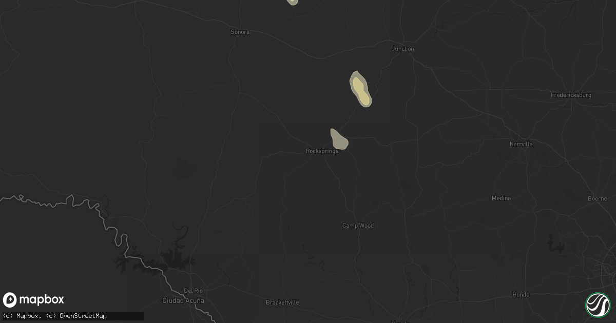 Hail map in Rocksprings, TX on May 25, 2023