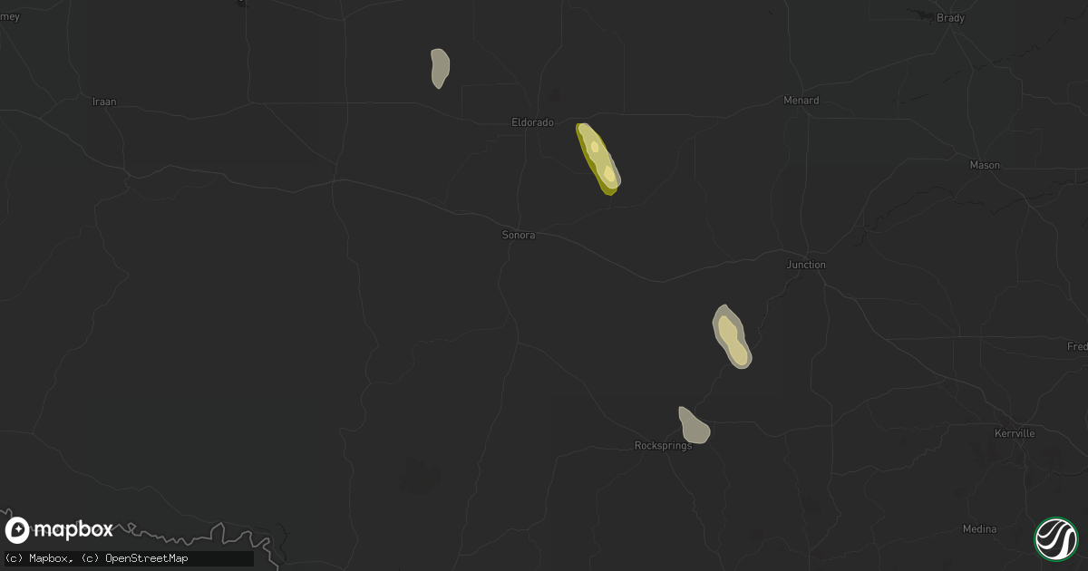 Hail map in Sonora, TX on May 25, 2023