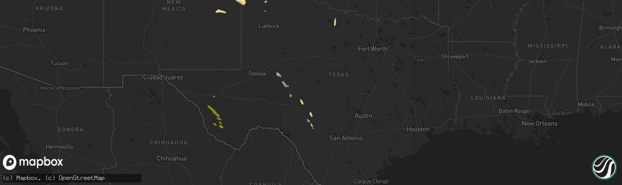 Hail map in Texas on May 25, 2023