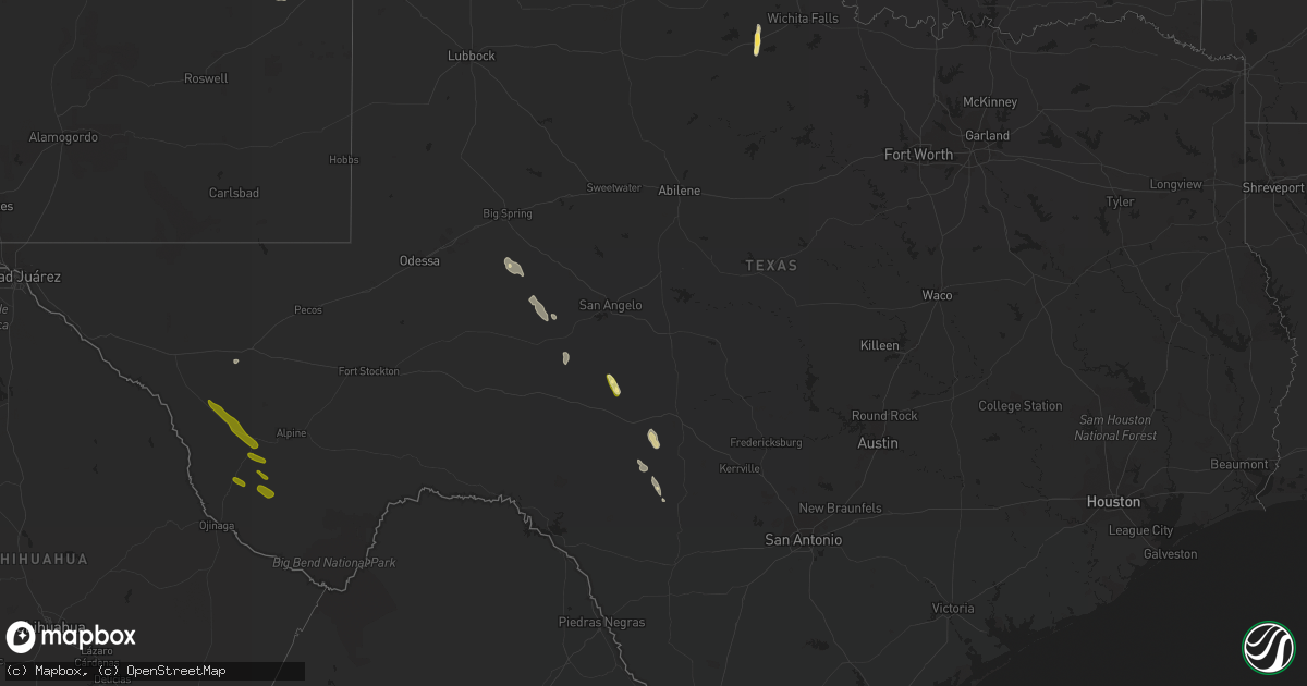 Hail map in Texas on May 25, 2023