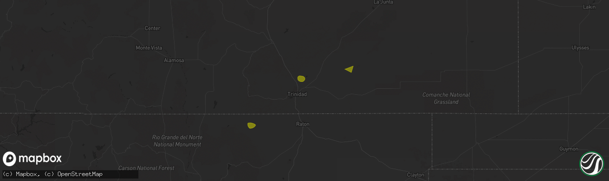 Hail map in Trinidad, CO on May 25, 2023
