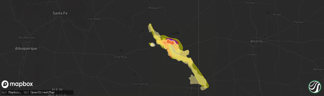 Hail map in Tucumcari, NM on May 25, 2023