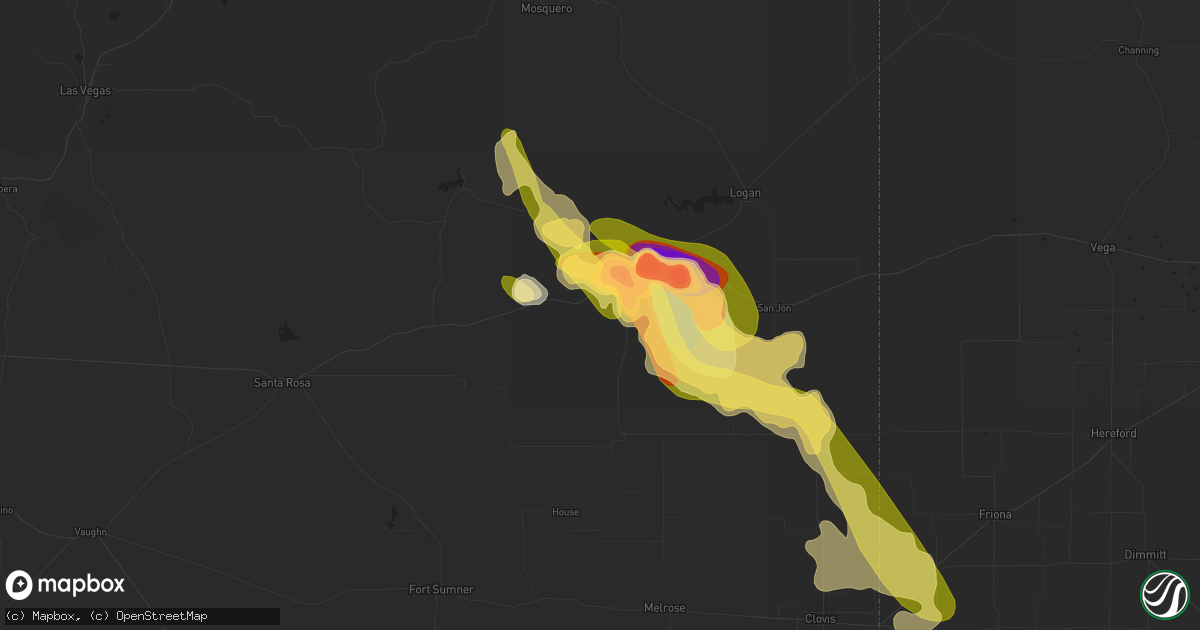 Hail map in Tucumcari, NM on May 25, 2023