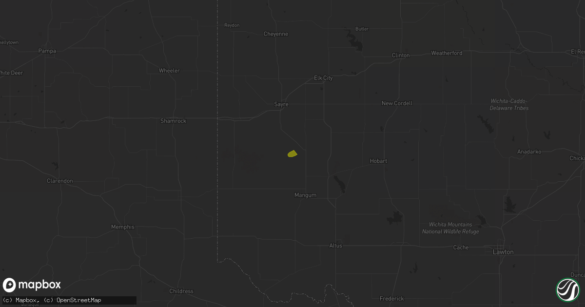 Hail map in Willow, OK on May 25, 2023