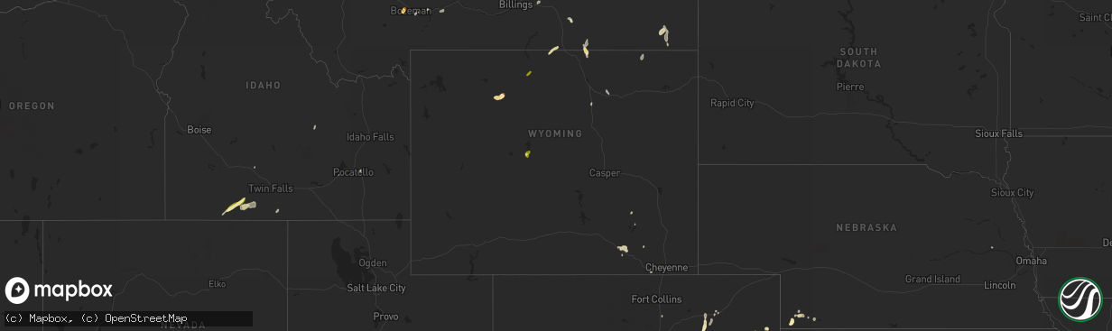 Hail map in Wyoming on May 25, 2023