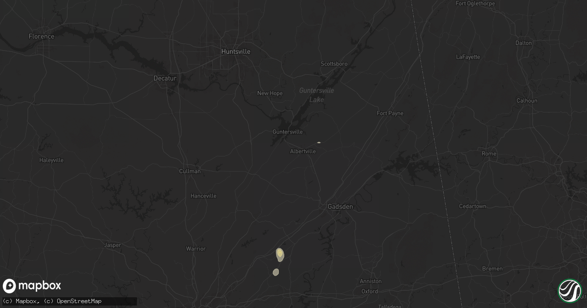 Hail map in Albertville, AL on May 25, 2024