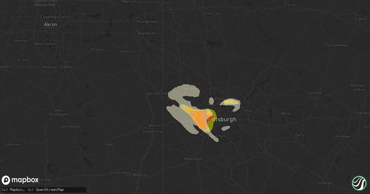 Hail map in Aliquippa, PA on May 25, 2024