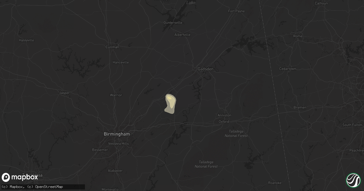Hail map in Ashville, AL on May 25, 2024