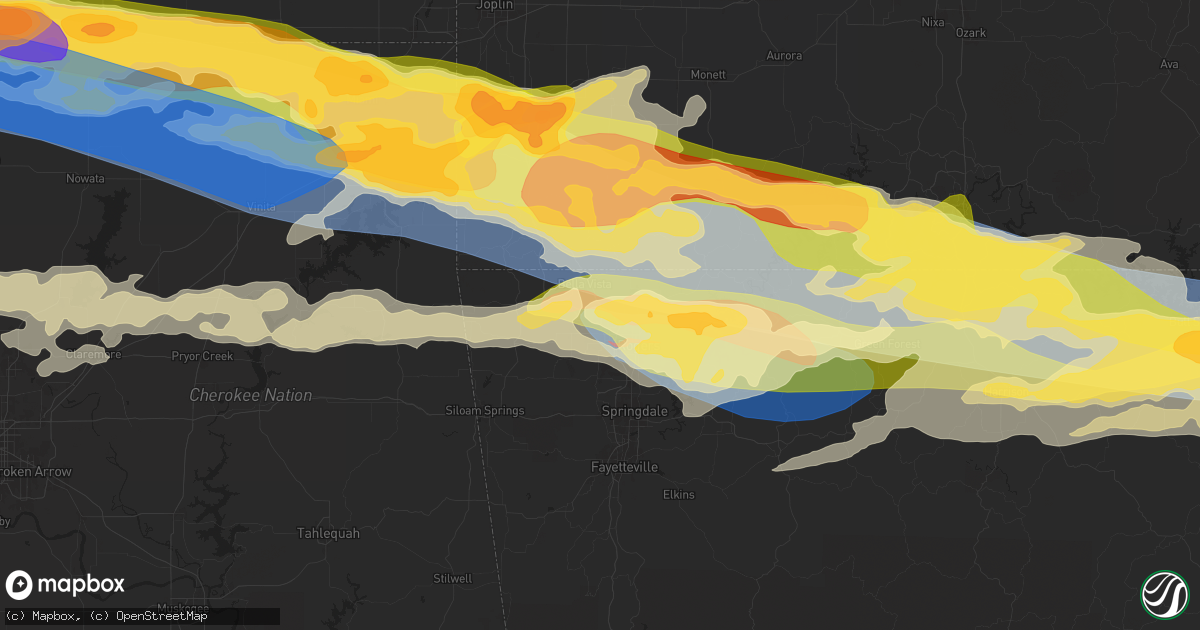 Hail map in Bentonville, AR on May 25, 2024