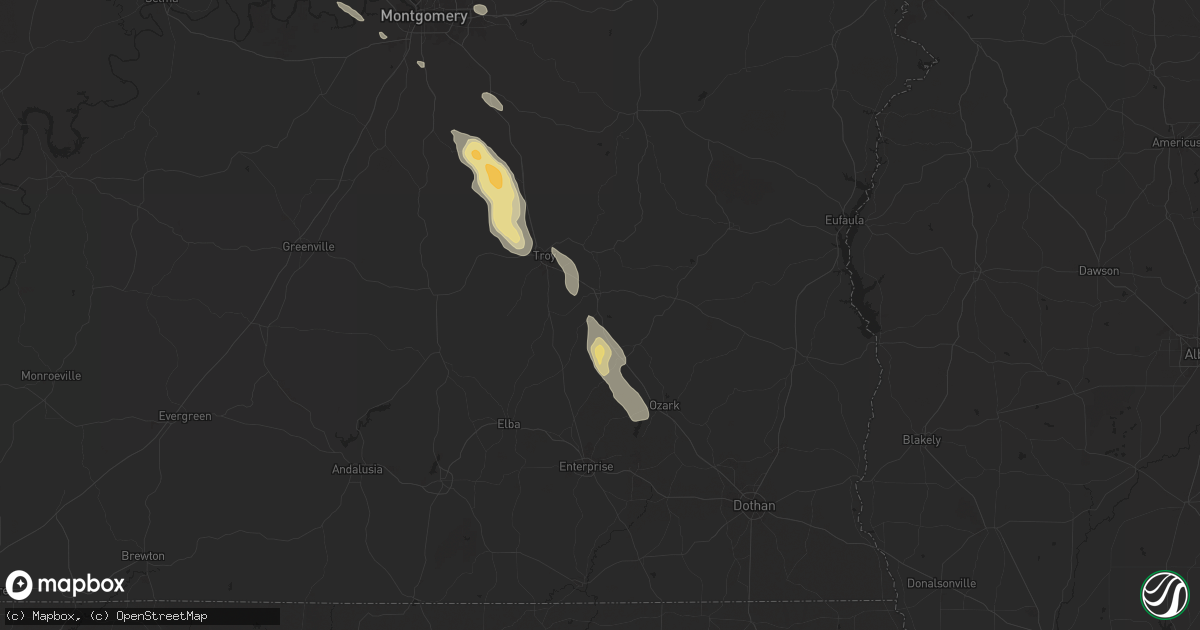 Hail map in Brundidge, AL on May 25, 2024