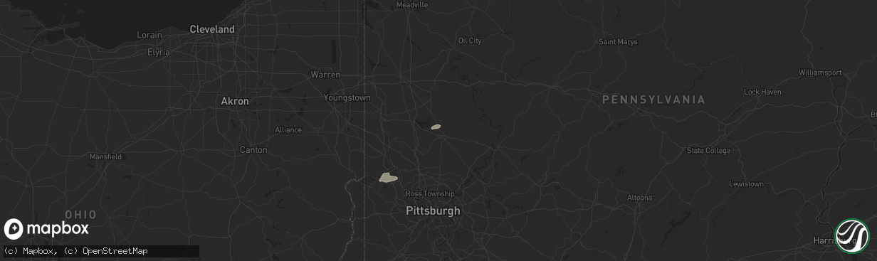 Hail map in Butler, PA on May 25, 2024