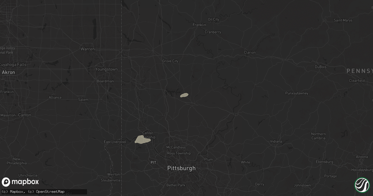 Hail map in Butler, PA on May 25, 2024