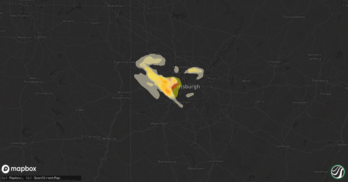 Hail map in Carnegie, PA on May 25, 2024