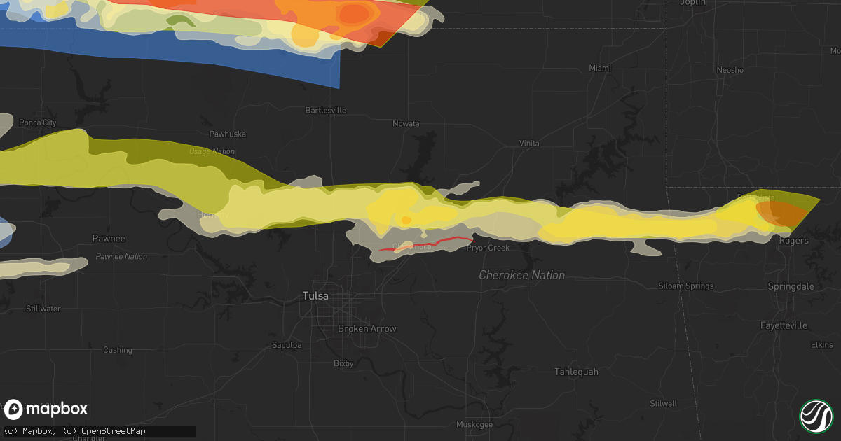 Hail map in Claremore, OK on May 25, 2024