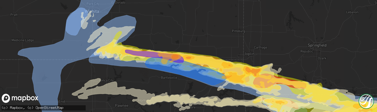 Hail map in Coffeyville, KS on May 25, 2024