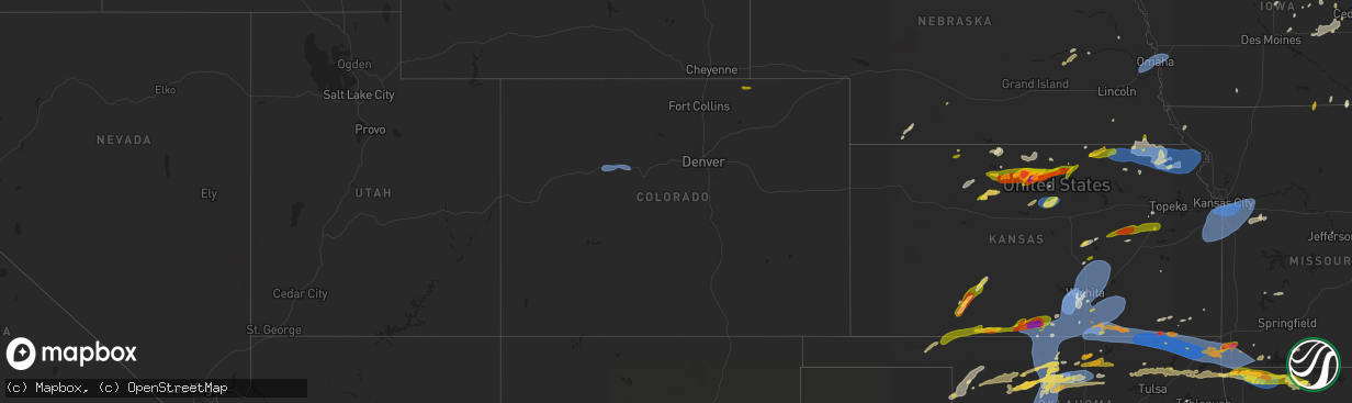 Hail map in Colorado on May 25, 2024