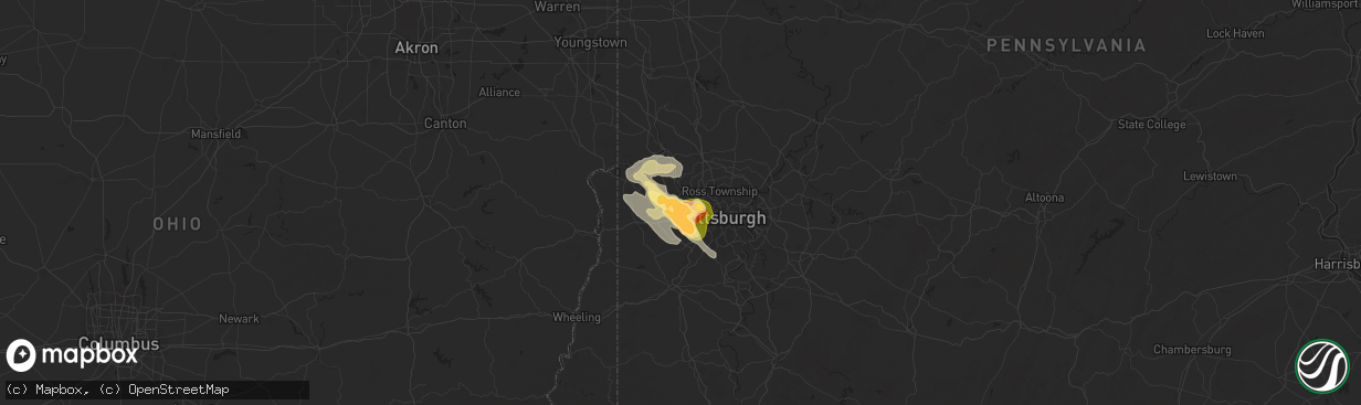 Hail map in Coraopolis, PA on May 25, 2024