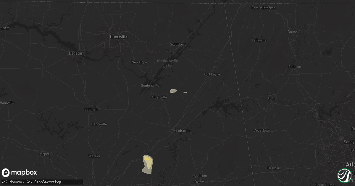 Hail map in Crossville, AL on May 25, 2024