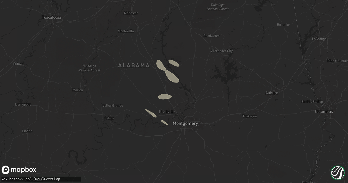 Hail map in Deatsville, AL on May 25, 2024