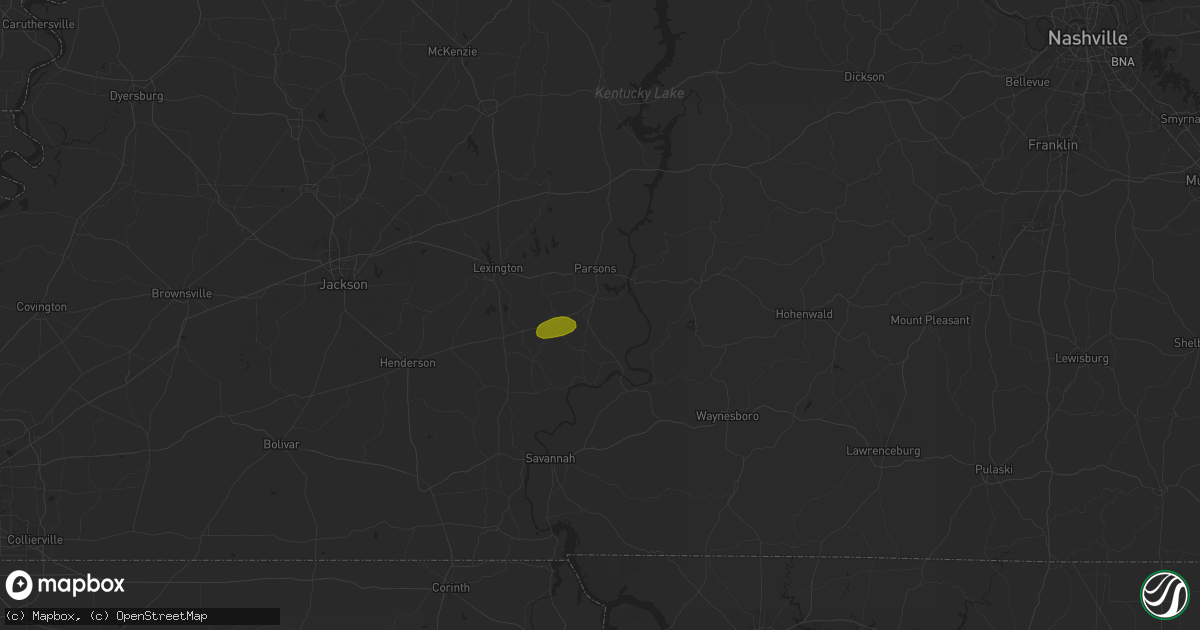 Hail map in Decaturville, TN on May 25, 2024