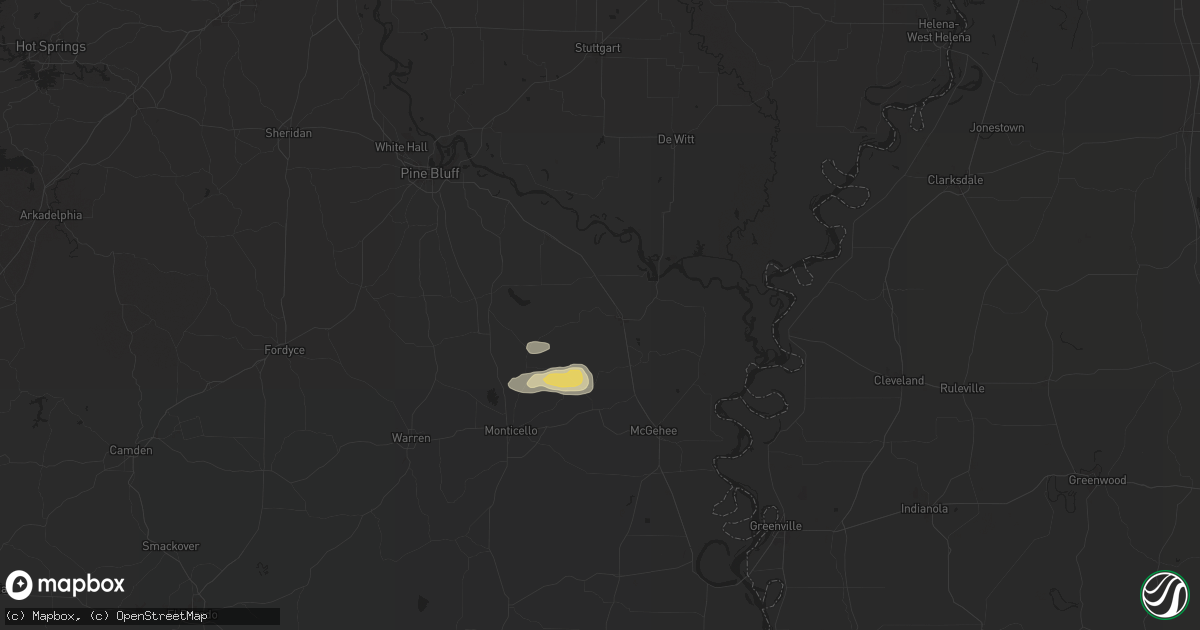 Hail map in Dumas, AR on May 25, 2024