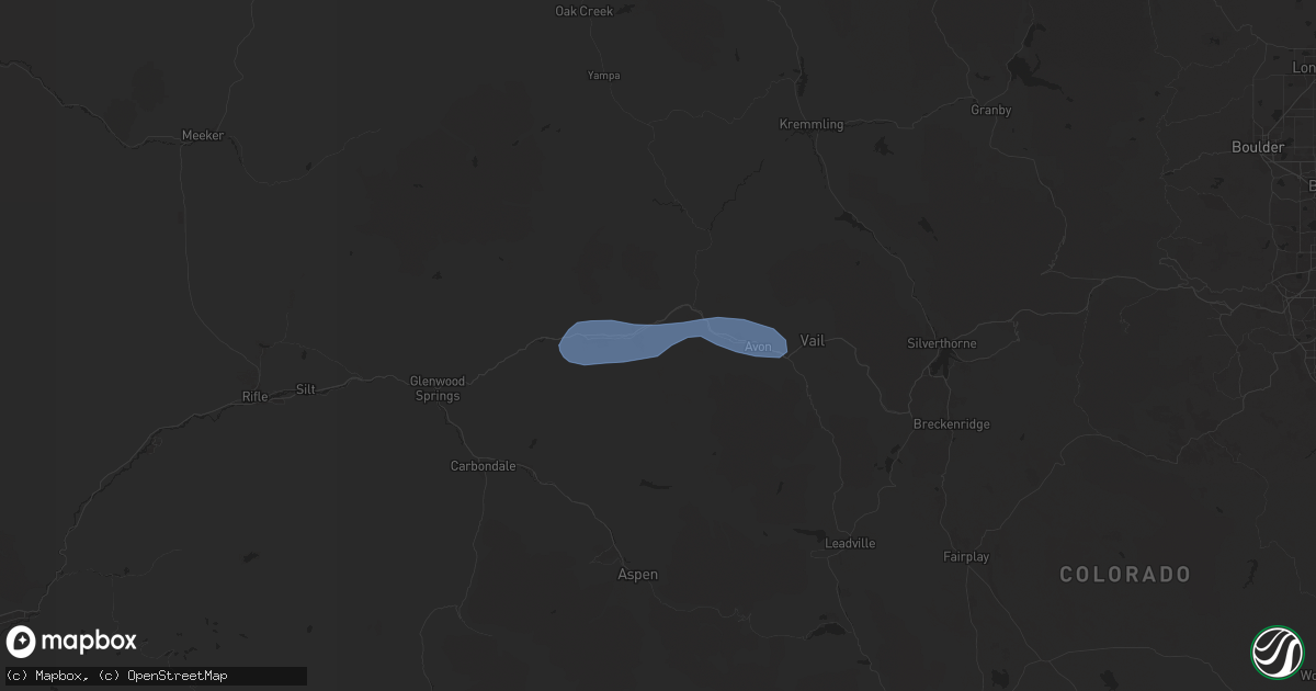 Hail map in Eagle, CO on May 25, 2024