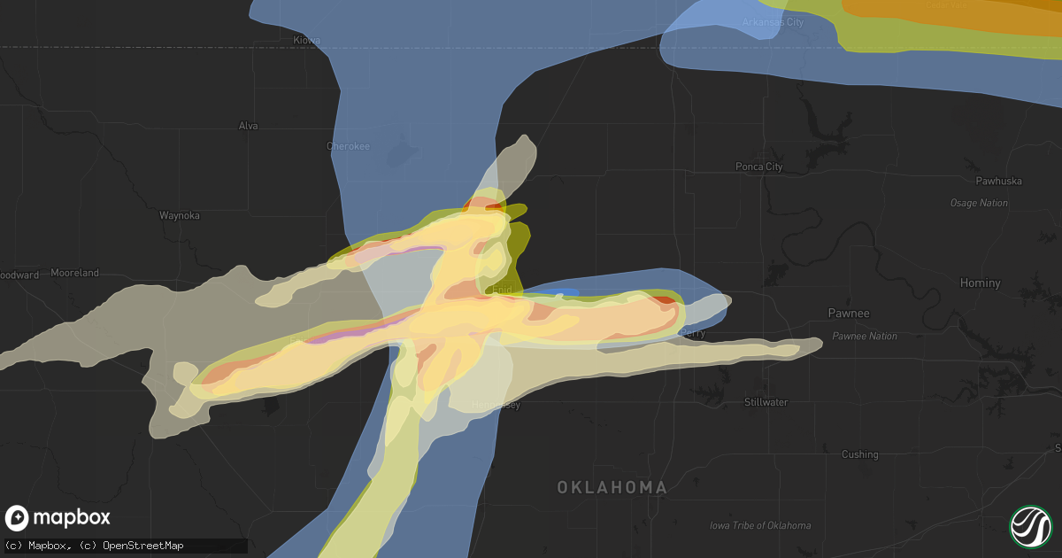 Hail map in Enid, OK on May 25, 2024