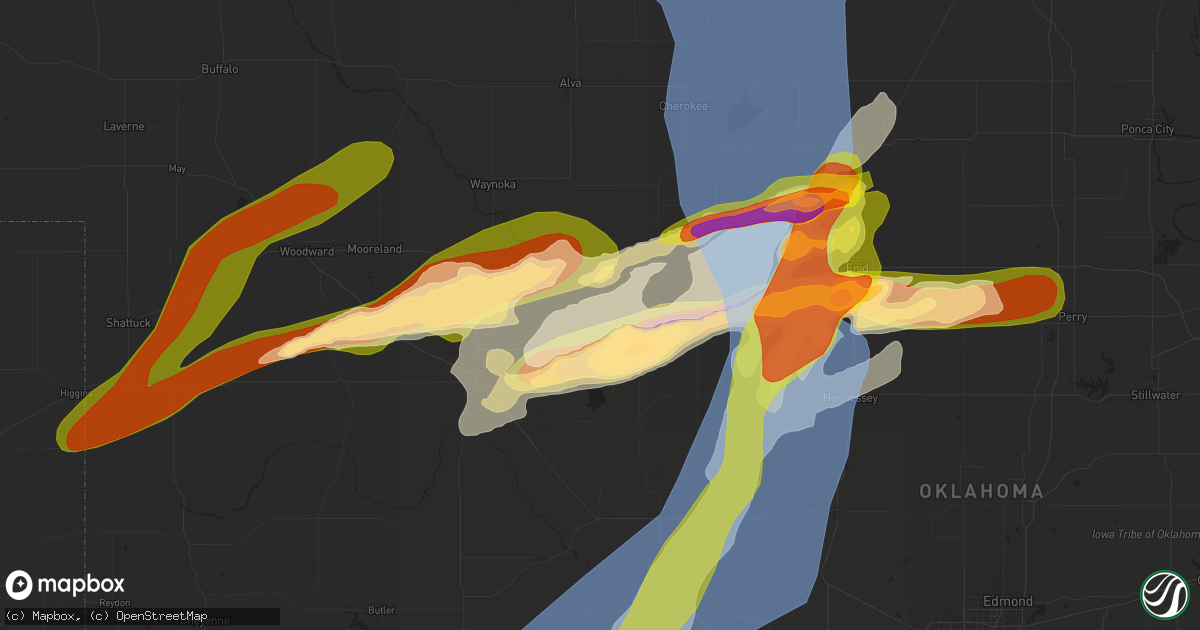 Hail map in Fairview, OK on May 25, 2024