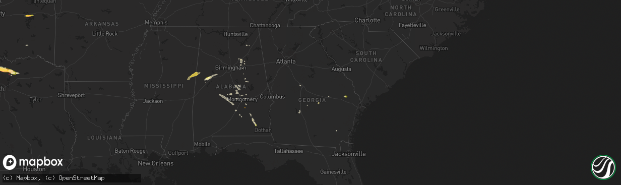 Hail map in Georgia on May 25, 2024