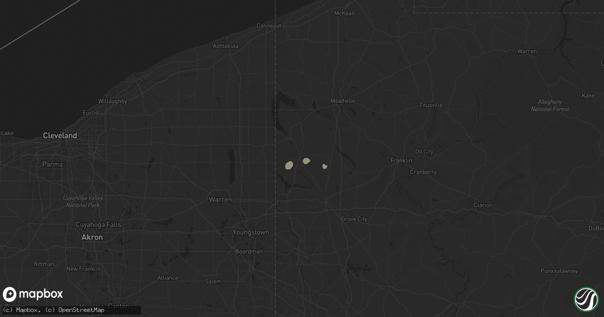 Hail map in Greenville, PA on May 25, 2024