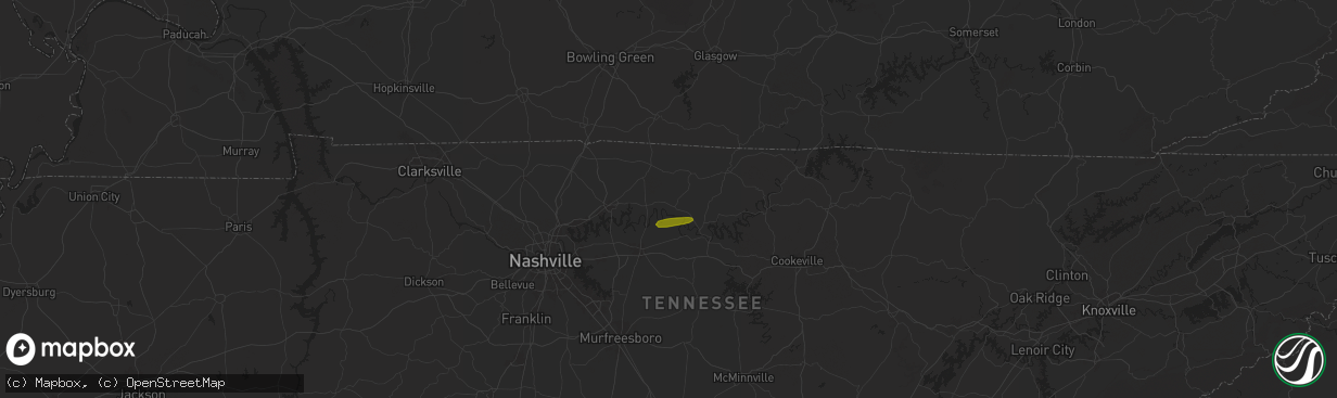 Hail map in Hartsville, TN on May 25, 2024