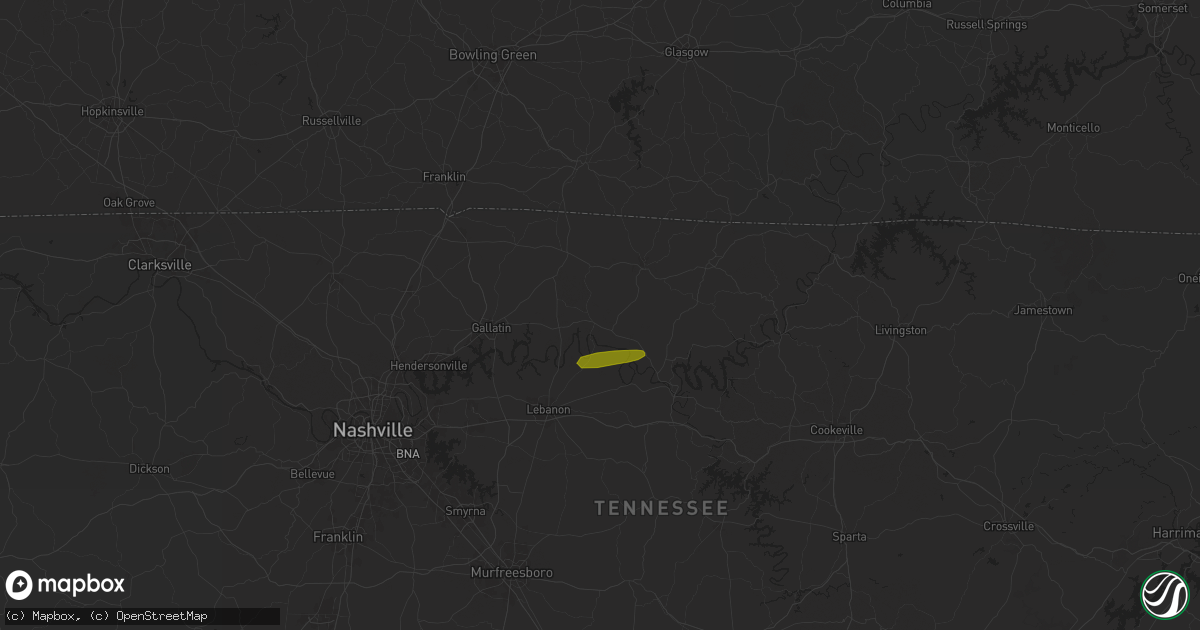 Hail map in Hartsville, TN on May 25, 2024