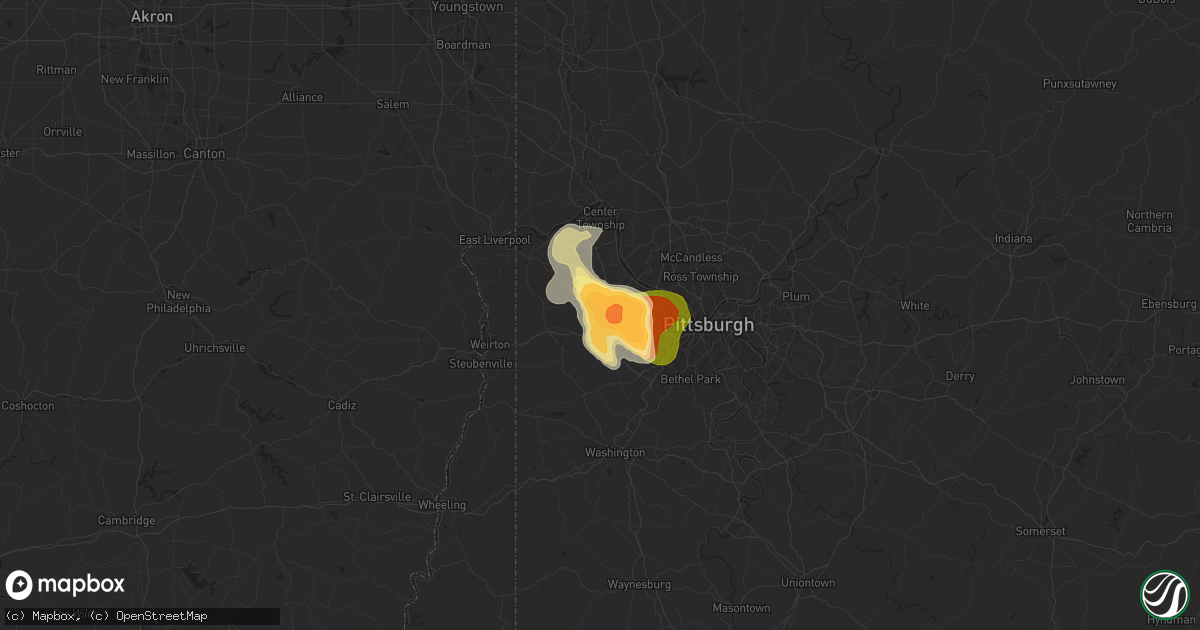 Hail map in Imperial, PA on May 25, 2024