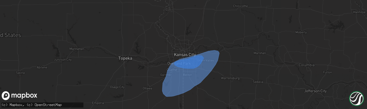 Hail map in Kansas City, MO on May 25, 2024